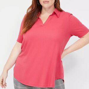 NWT Ava & Viv V-Neck Collared Top In Red Size 3X